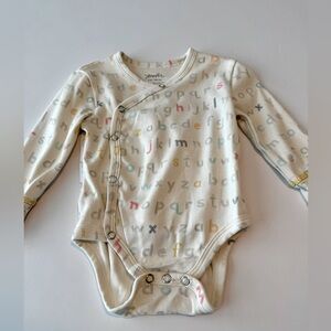 Pehr Long Sleeve Snap ABC Bodysuit Size 3-6M